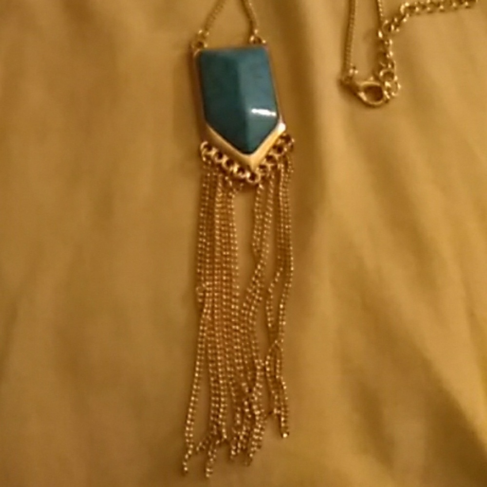 Turquoise Chevron statement necklace